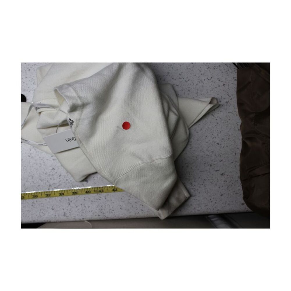 Calvin Klein Womens Embellished Asymmetrical Knit Blouse, White, XL, DM - Picture 2 of 2